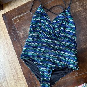 & Other Stories Blue and Green Patterned One Piece